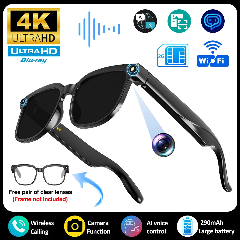 KI Smart Brille 2026 – 800W Kamera, Farbwechsel-Gläser, Wasserdicht, Übersetzung & BT