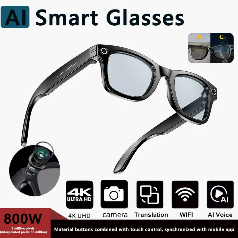 KI Smart Brille – Kamera, Echtzeit-Übersetzung 100+ Sprachen & Bluetooth