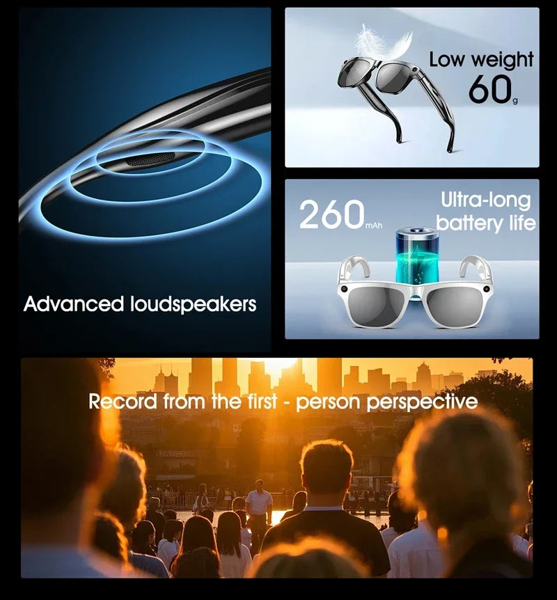 6K HD KI Sport-Brille 2025 – Mini-Kamera, Bluetooth, Sprachassistent & Wearable Camera