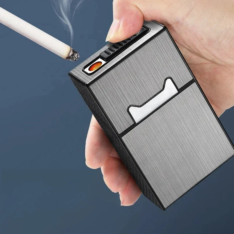 USB-Zigarettenetui für 20 Zigaretten mit elektrischem Lichtbogen-Feuerzeug – Produktbild 1