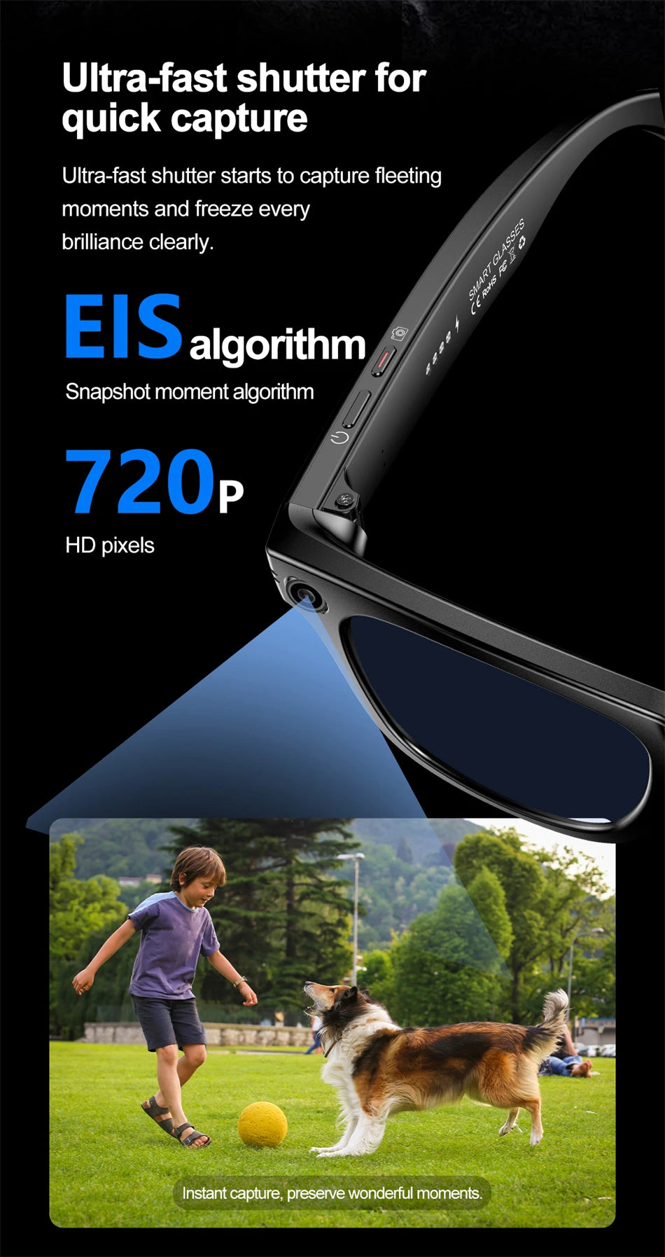 KI Smart Brille 2026 – HD Kamera, Übersetzung & Bluetooth Audio
