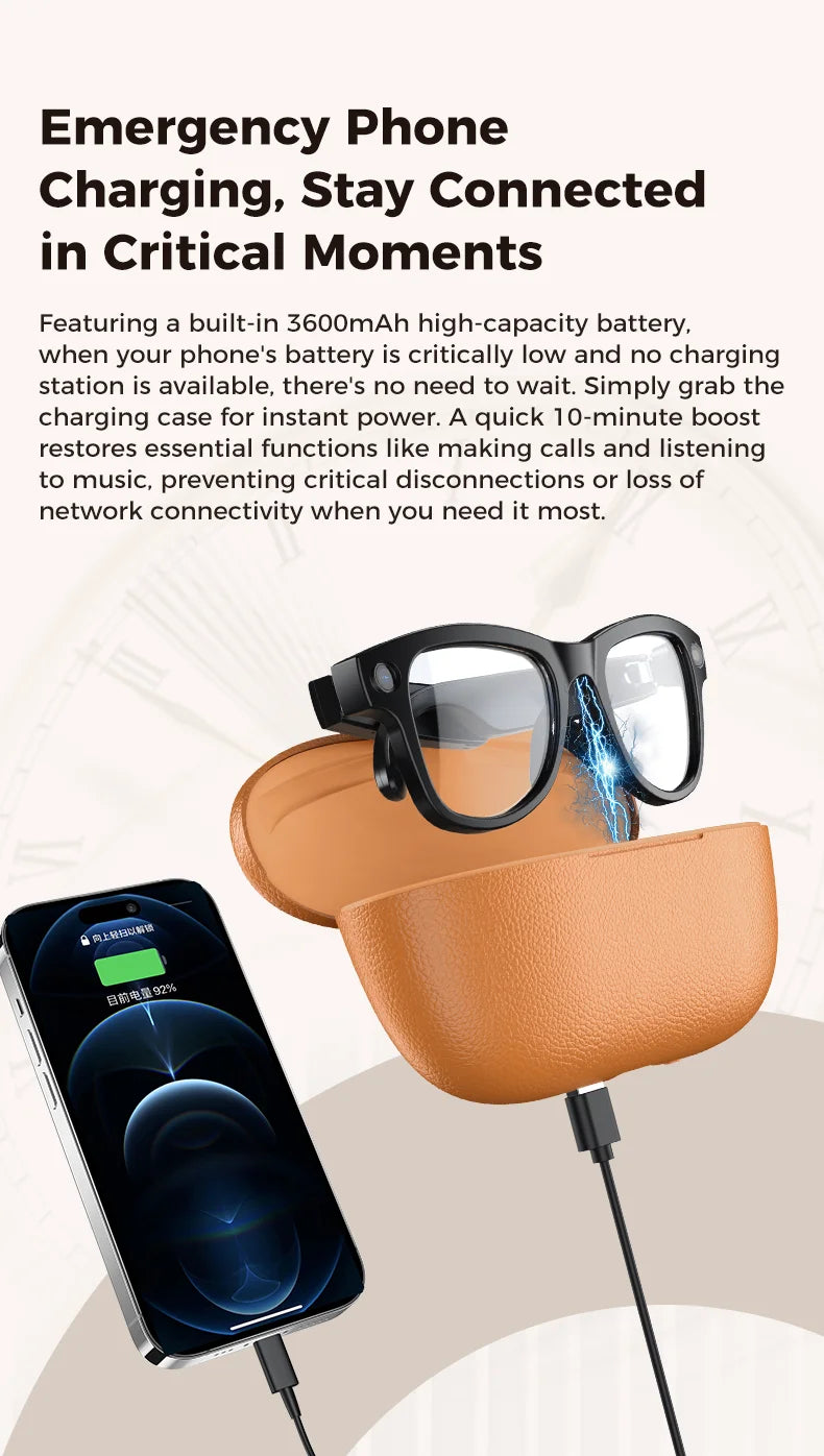 KI Smart Brille 2026 – 4K Kamera, 3600mAh Powerbank, 32GB, ChatGPT & 120+ Sprachen