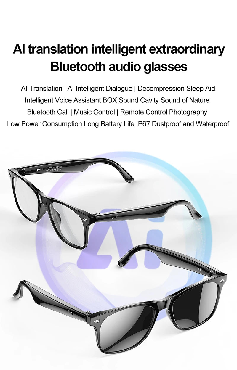 Smart Brille W100 – IP67 Wasserdicht, 164 Sprachen, GPS, Ultraleicht 25g