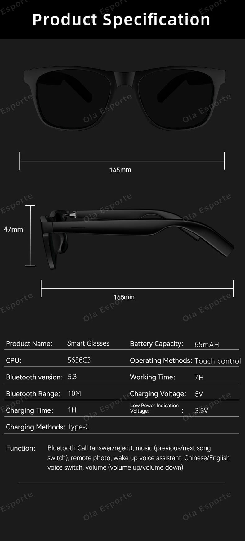 AI Smart Sonnenbrille 2026 – Bluetooth, Musik, Anrufe & Sprachsteuerung