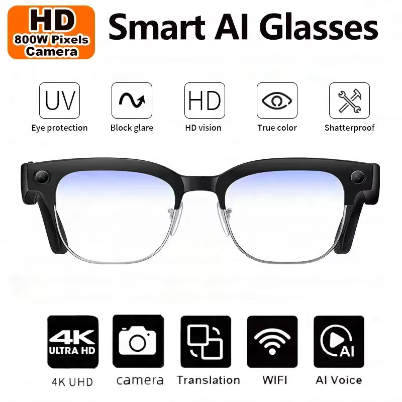 KI Smart Brille 8K AI 2026 – ChatGPT, Übersetzung & Bluetooth Anruf