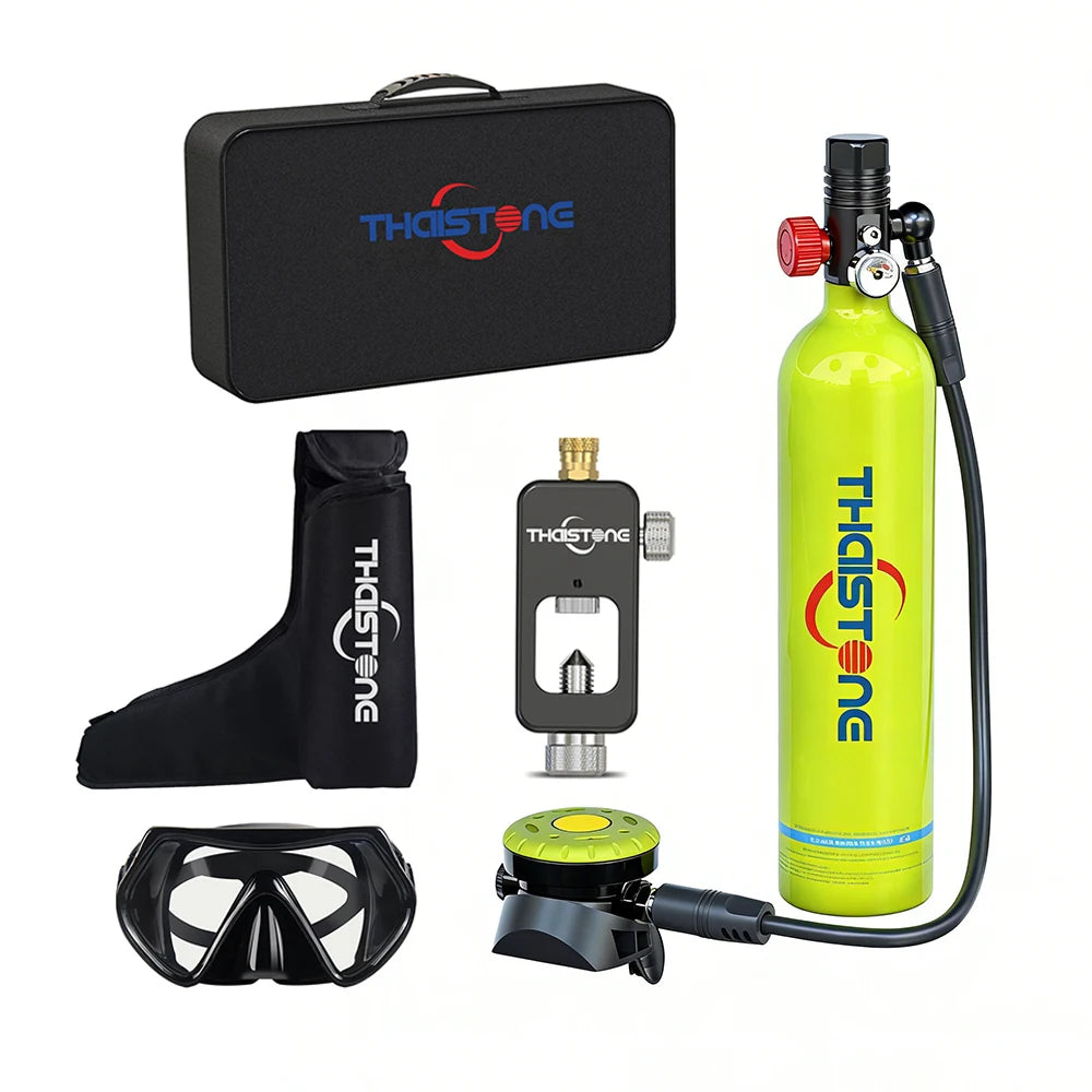 THAISTONE 1L Scuba Tauchflasche – 15–25 Min. Tauchzeit mit Adapter & Profi-Ausrüstung