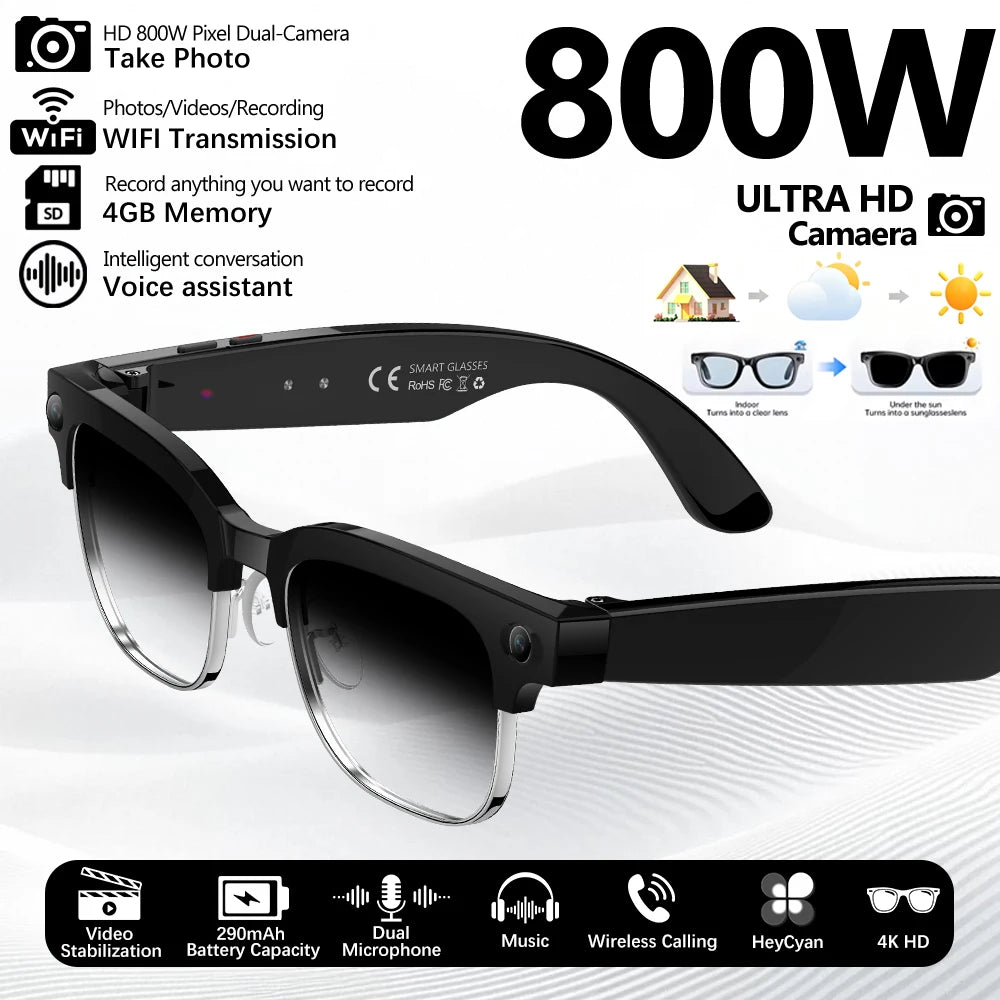 2026 Smart-Brille 800W Ultra-Wide – 4K Video, KI-Bilderkennung, Bluetooth & Übersetzung