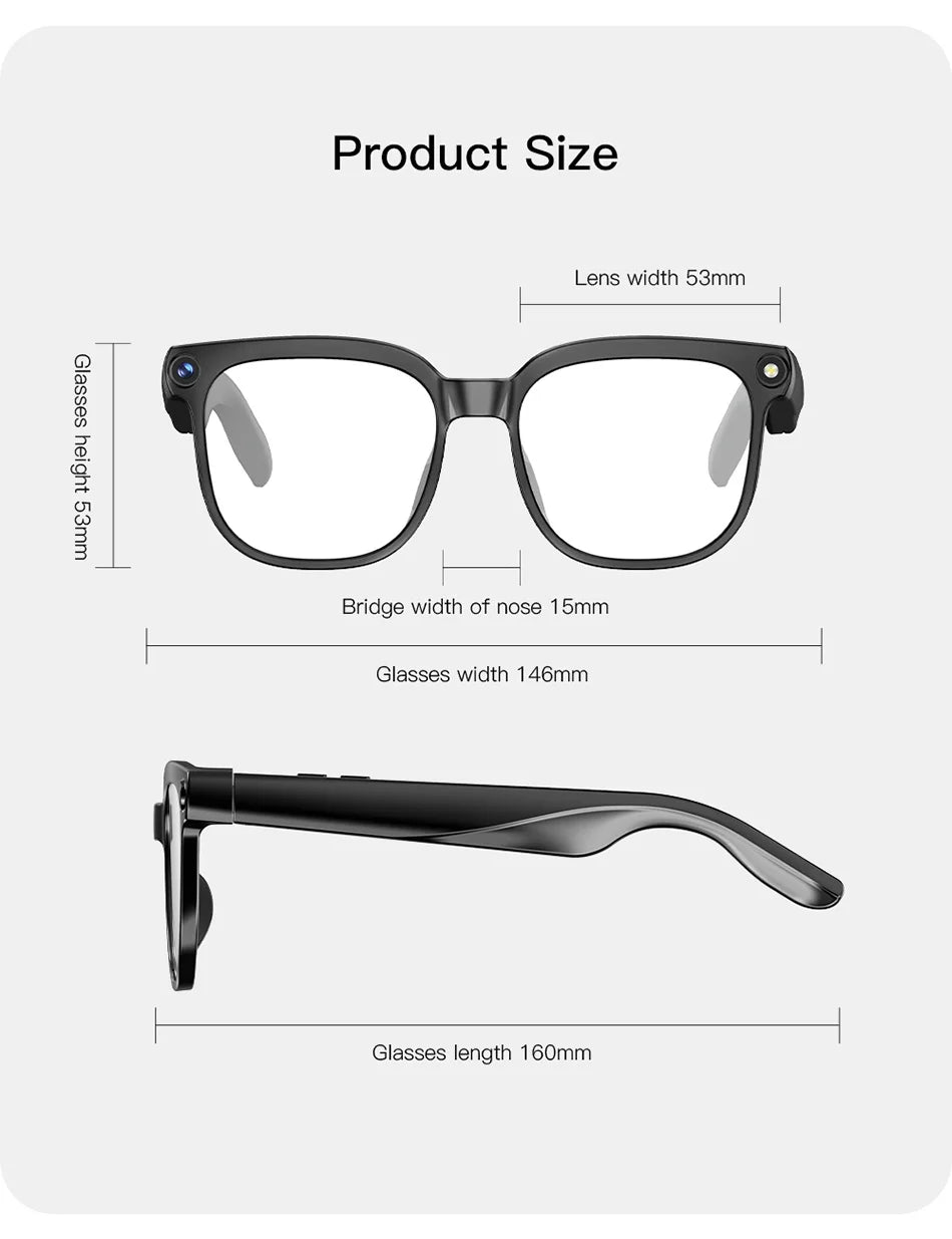 AI Smart Glasses 2026 – 1080P Kamera, WLAN, Übersetzung & Sprachassistent