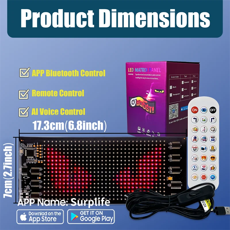 Flexibles LED-Matrix-Panel mit App-Steuerung und USB