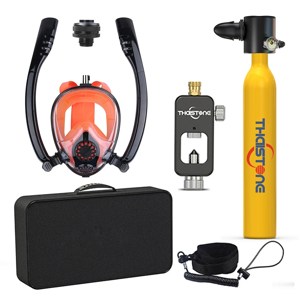 Tauchset mit Vollgesichtsmaske – 0,5 L Mini Scuba Tank & Schnorchelmaske