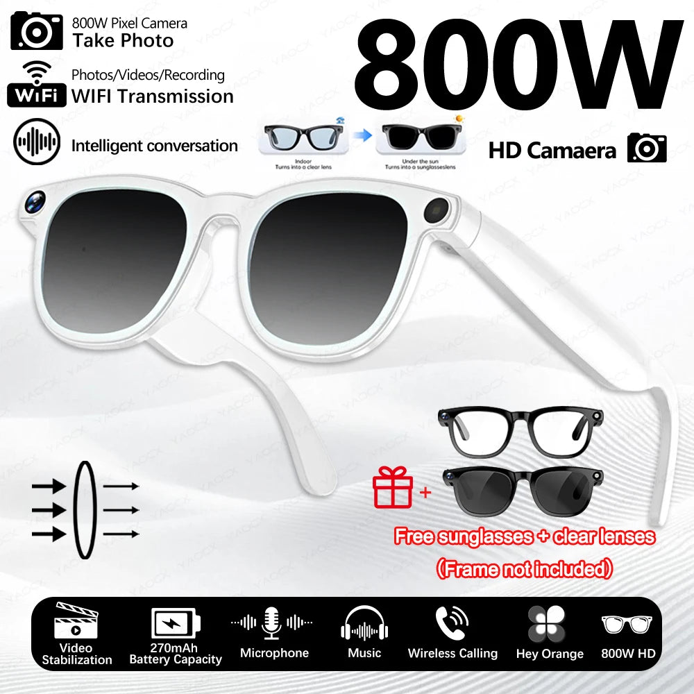 KI Smart Brille 2026 – 800W HD Kamera, KI-Bilderkennung, KI-Konversation & Übersetzung