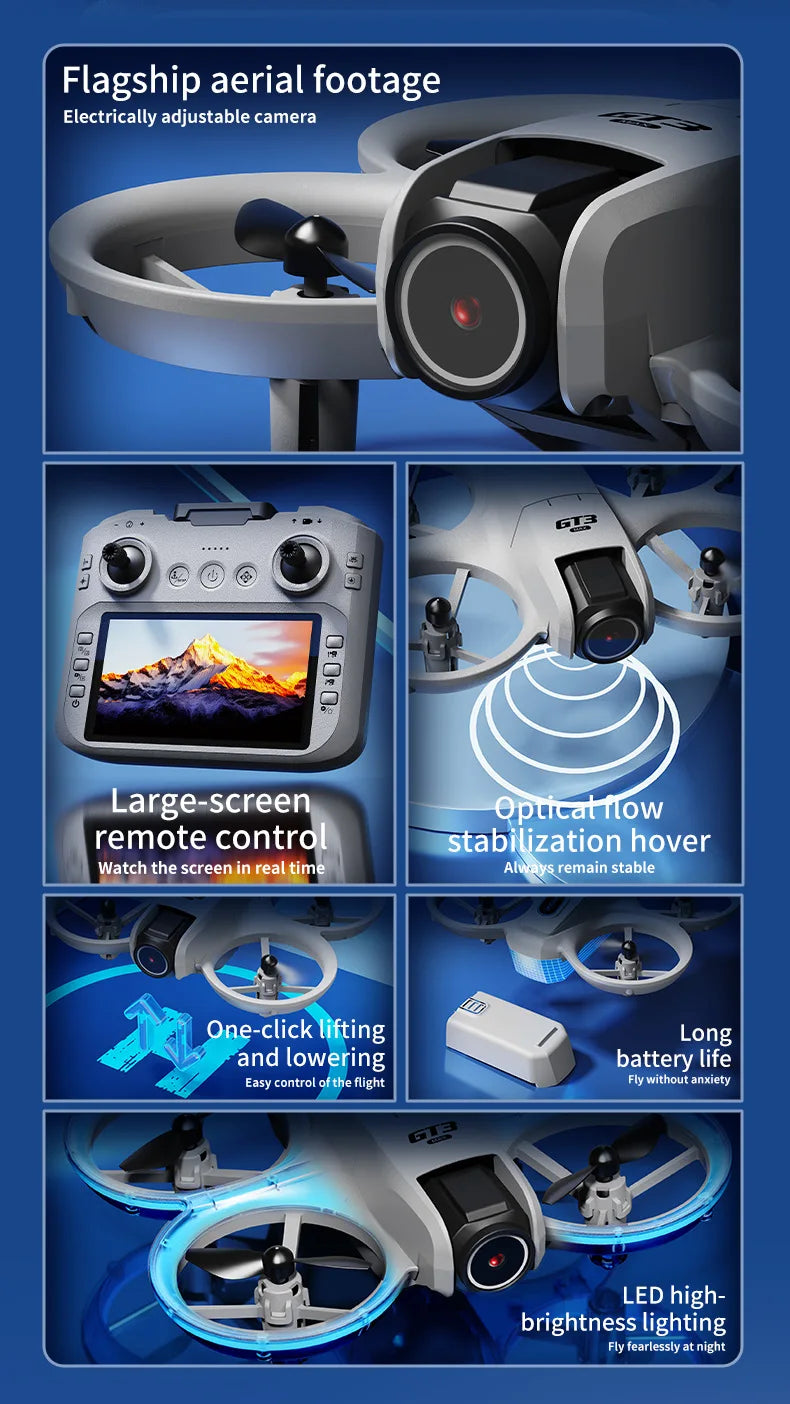 GT3 MAX Mini-Drohne 8K HD – 4,3" Display, Kopfloser Modus, 360° Flip & Kinder-Quadcopter