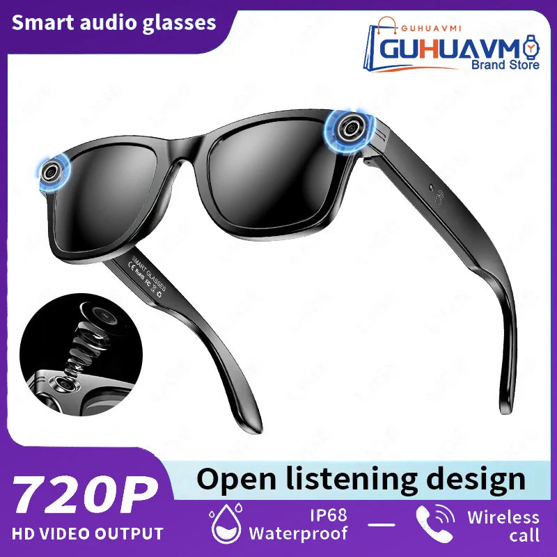 KI Smart Brille 8MP – 1080P HD Video, 100+ Sprachen Übersetzung, Bluetooth & Sonnenbrille