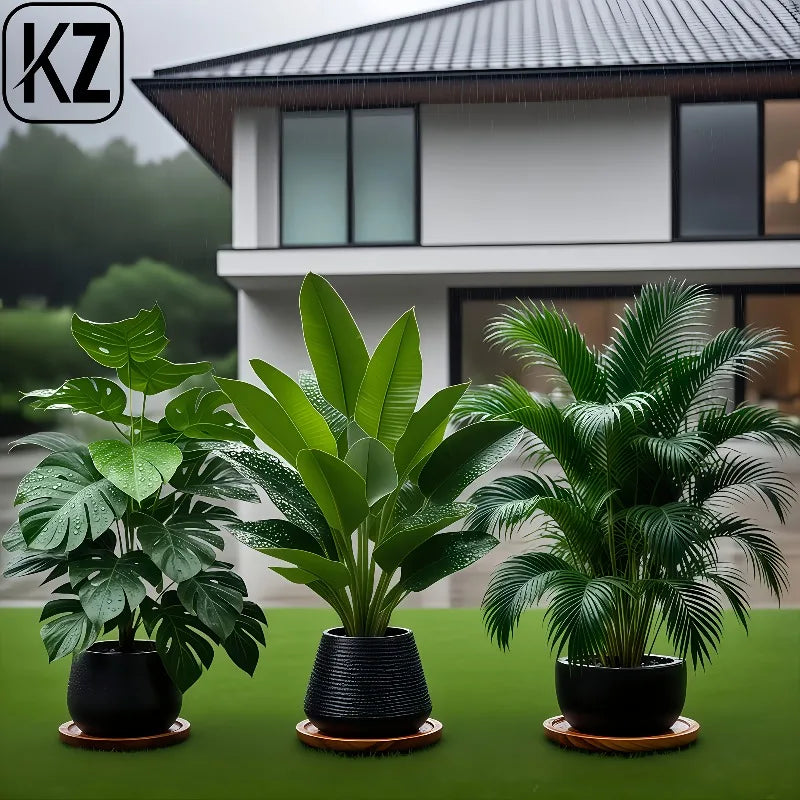 Künstliche Pflanzen Set 3er – Monstera, Palme & Bananenbaum für Deko