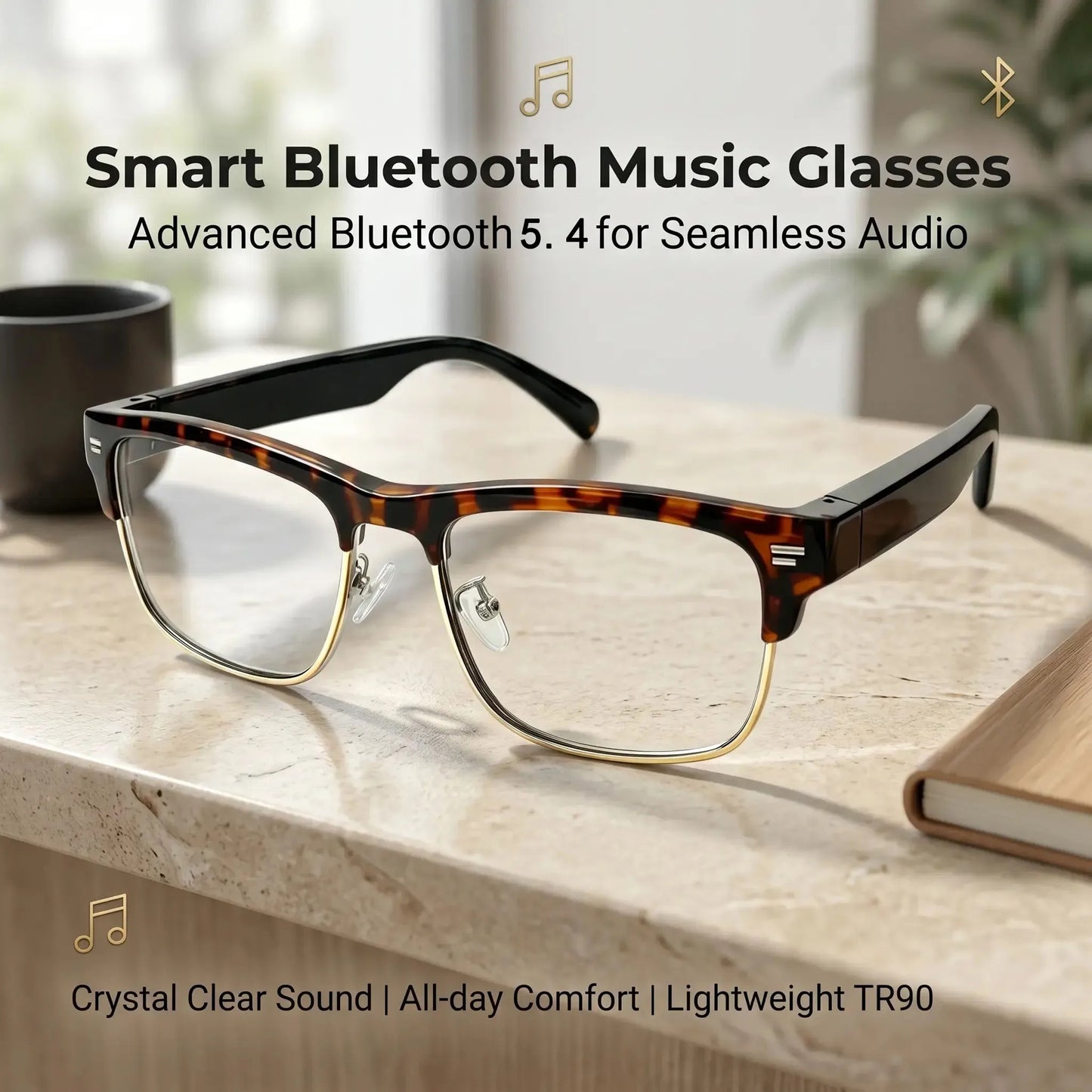 Smart Brille – Ultraleicht, Open-Ear Lautsprecher, Polarisierte Gläser, Bluetooth