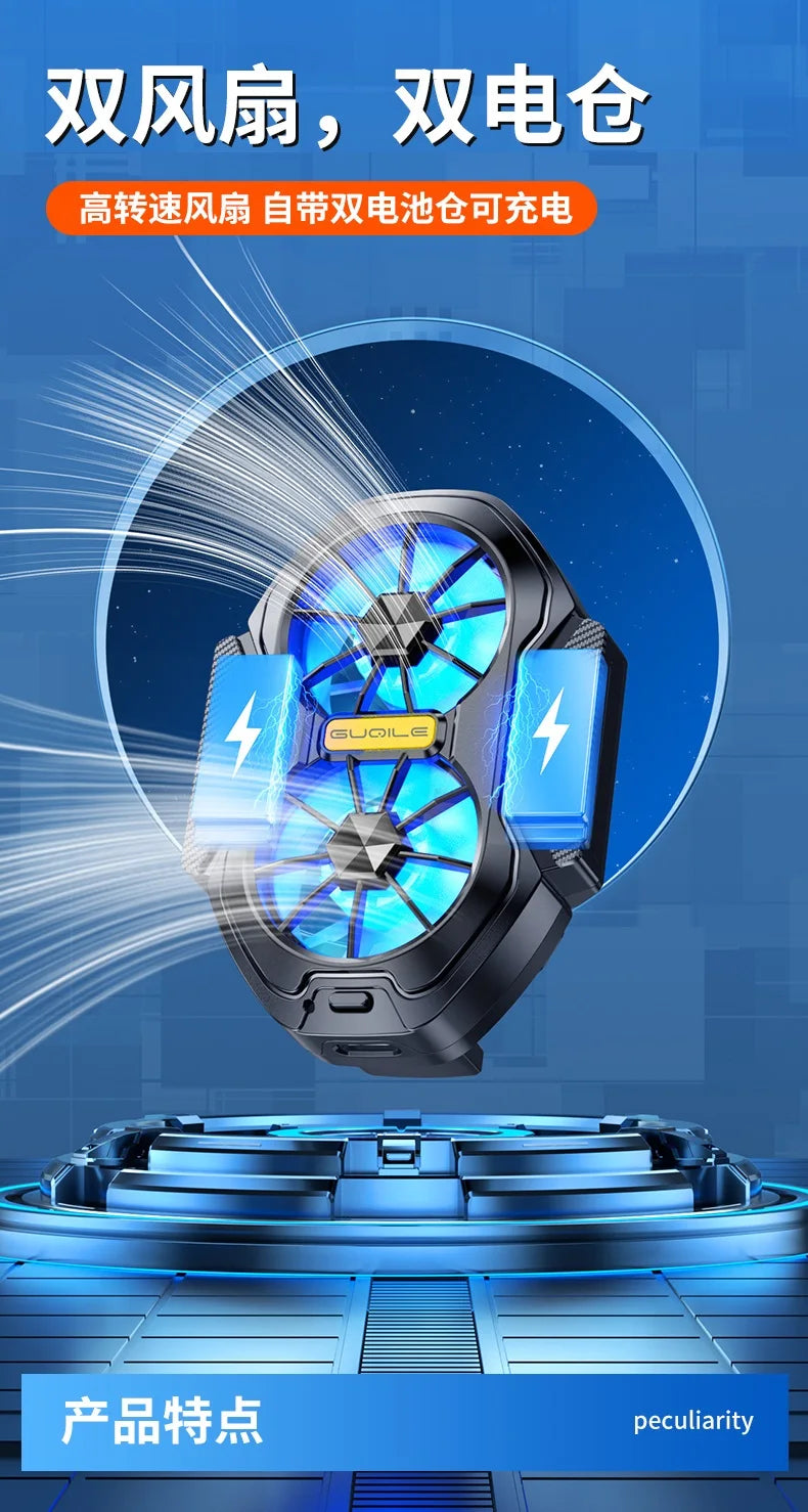 FS01 Dual-Lüfter Handy-Kühler – Wiederaufladbar, Luftkühlung & Gaming-Taste – Bild 6