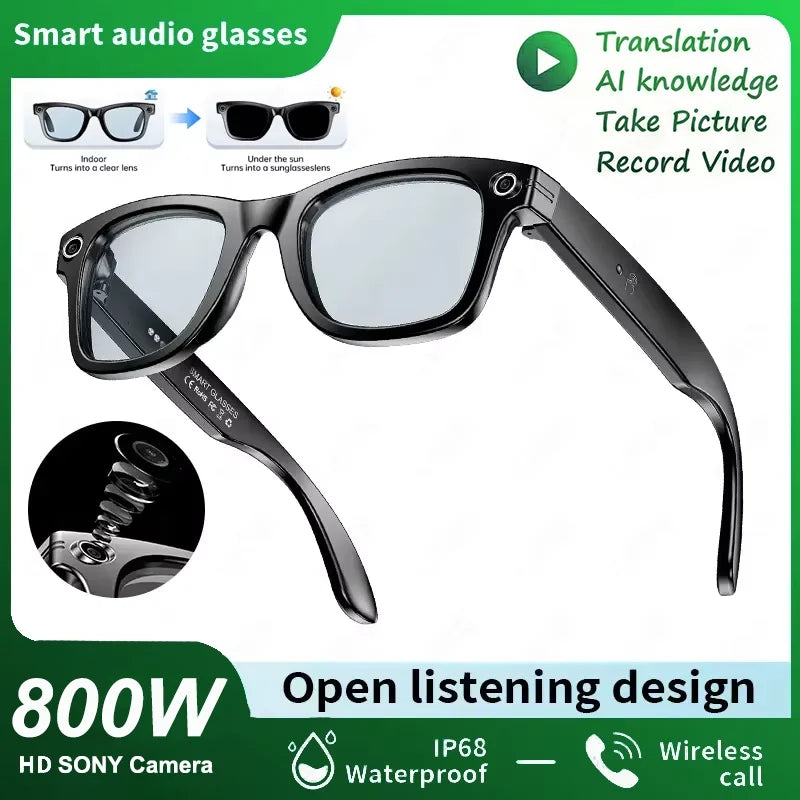 KI Smart Brille IP67 – Bluetooth, Kamera, KI-Übersetzung & Noise Cancelling