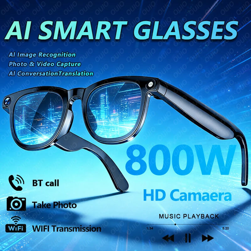 KI Smart Brille 2026 – 800W HD Kamera, KI-Bilderkennung, KI-Konversation & Übersetzung