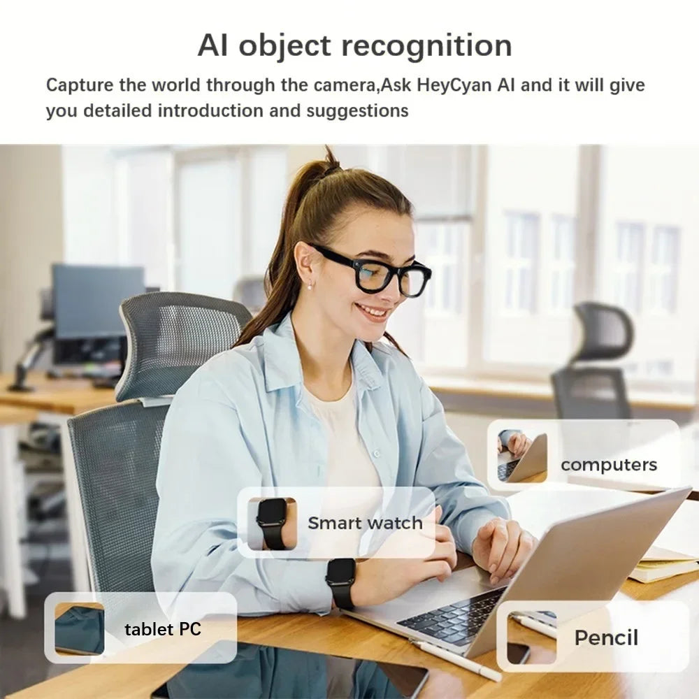 KI Smart Brille 8MP – Anti-Shake HD Video, KI-Chat, Übersetzung & Open-Ear Headset