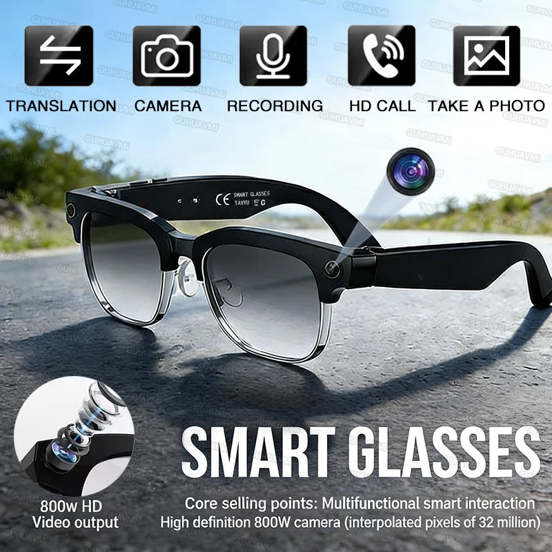 KI-Smartbrille mit Kamera & Bluetooth – 800MP, Übersetzung, Anrufe & UV-Schutz
