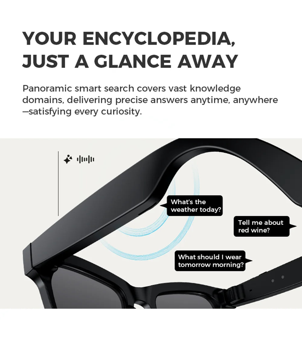 KI Smart Brille 8MP – Anti-Shake HD Video, KI-Chat, Übersetzung & Open-Ear Headset
