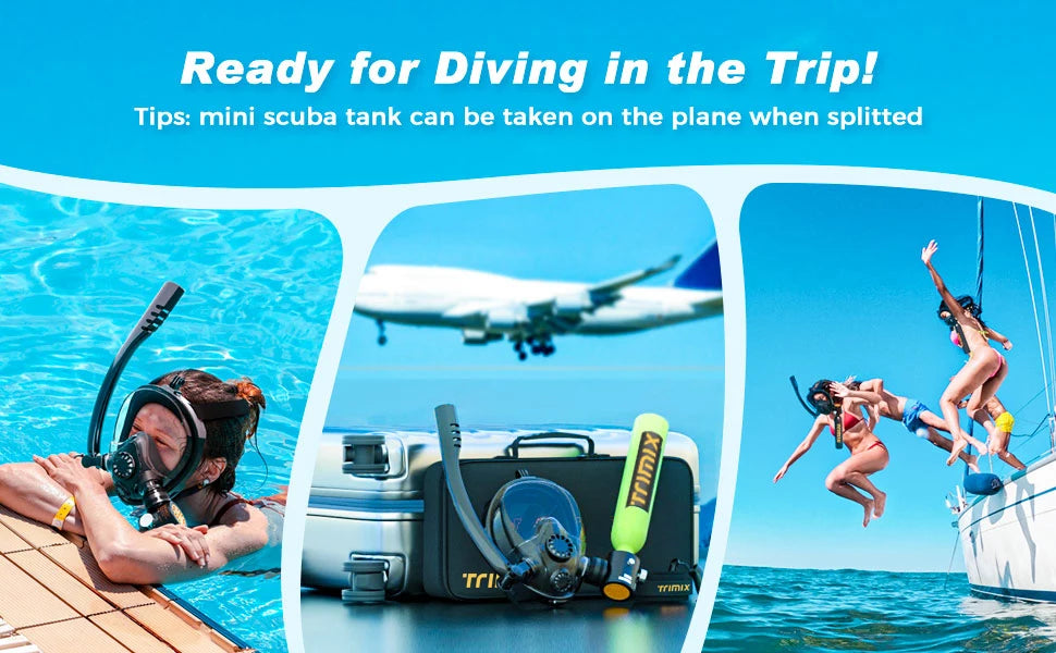 TRIMIX Mini Scuba Tank Set 0,5L – Mit Maske & Tasche, 10 Min Atemzeit für Schnorcheln & Tauchen