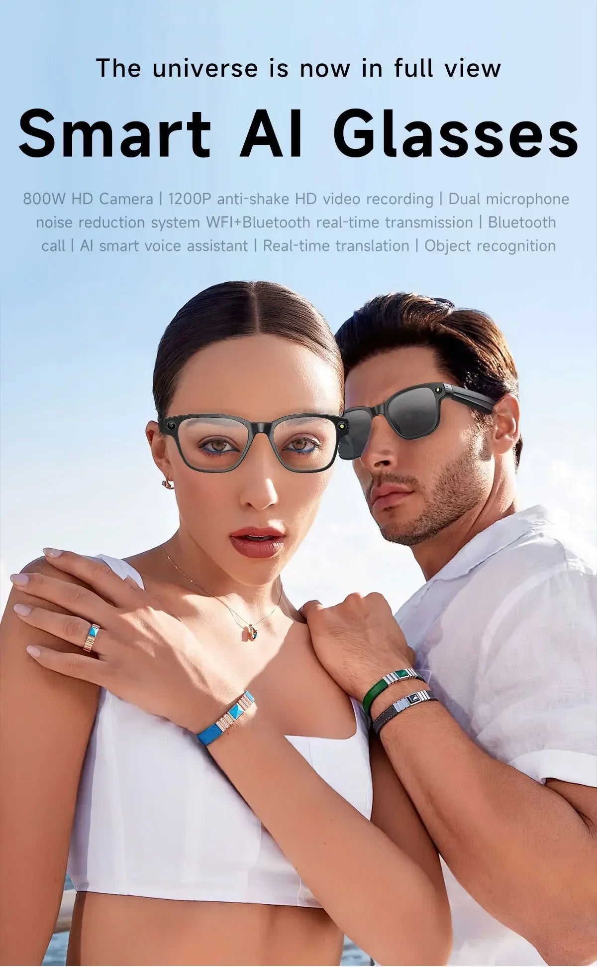 Lenovo Smart-Brille 100MP 8K HD – ChatGPT, 260mAh Akku, Bluetooth & KI-Sprachassistent