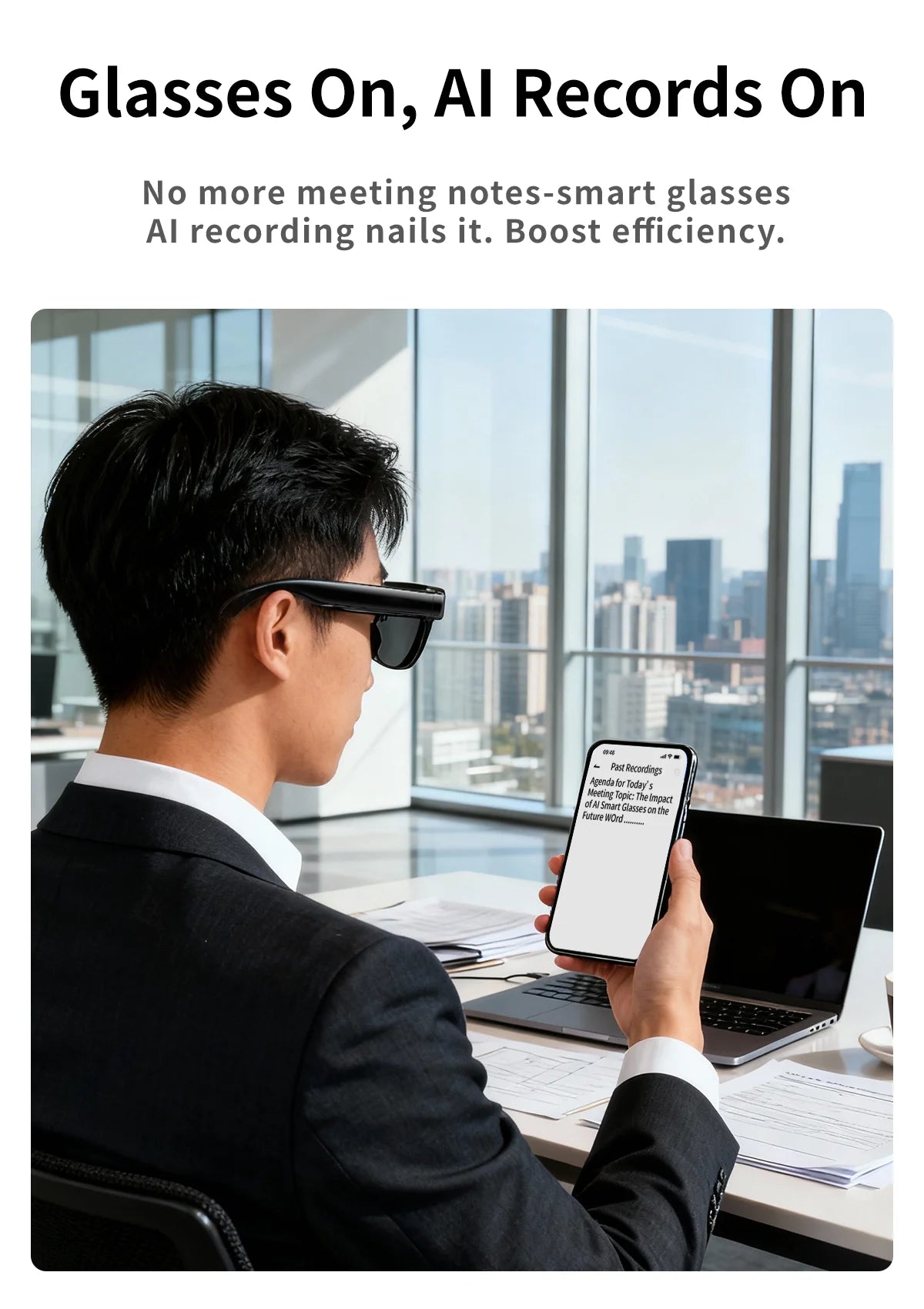 KI Smart Brille 2026 – 800W HD, Bluetooth 5.4, Wasserdicht, Übersetzung & Anti-Blaulicht