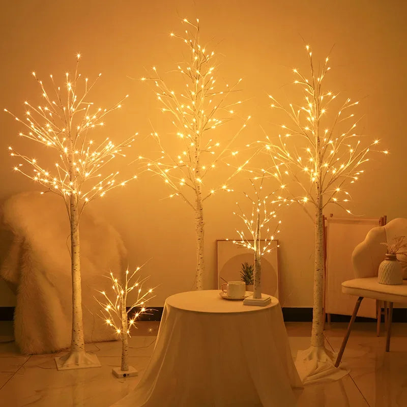 Künstlicher Birkenbaum mit Licht – LED Deko Baum für Weihnachten & Events