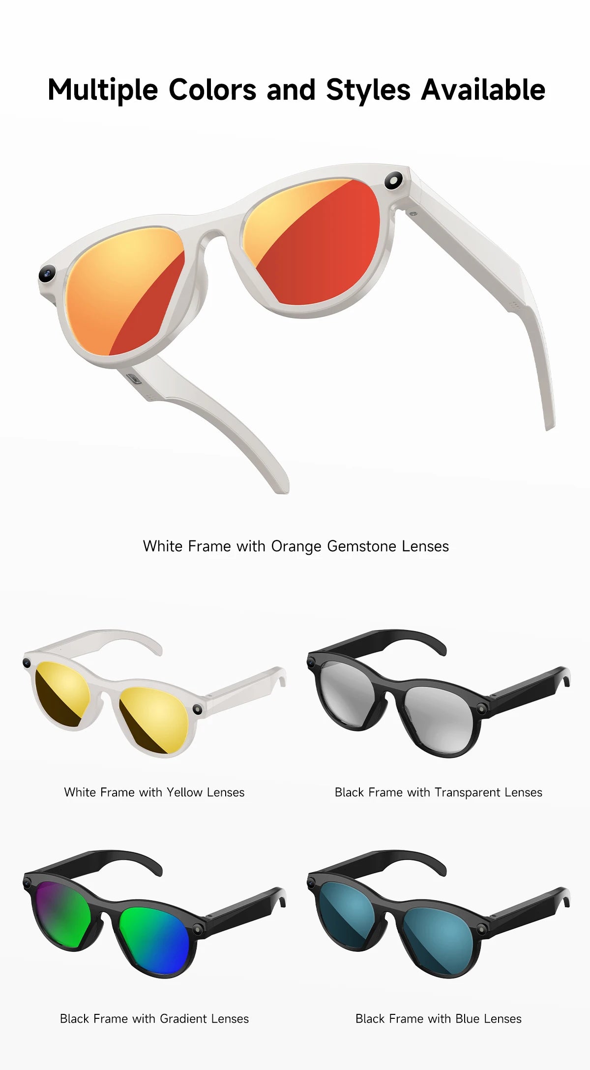 KI Smart Brille 2025 – 800W Kamera, Foto & Video, Übersetzung, Musik & BT Anruf