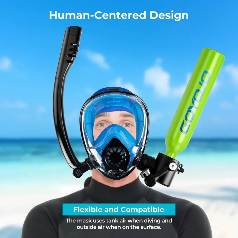 Tauchset mit Vollgesichtsmaske & 0,5 L Scuba Tank – Komplettset für Schnorcheln & Tauchen