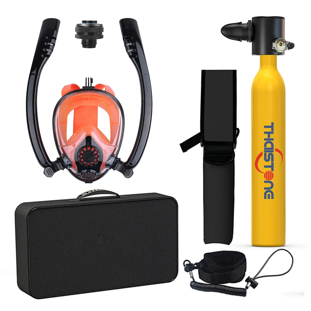 Tauchset mit Vollgesichtsmaske – 0,5 L Mini Scuba Tank & Schnorchelmaske