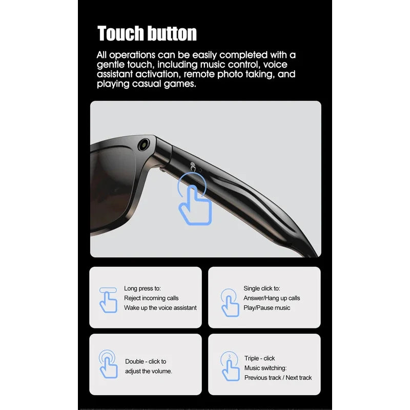 KI Smart Brille 1080P HD – Bluetooth, Farbwechsel-Linsen & Sprachassistent
