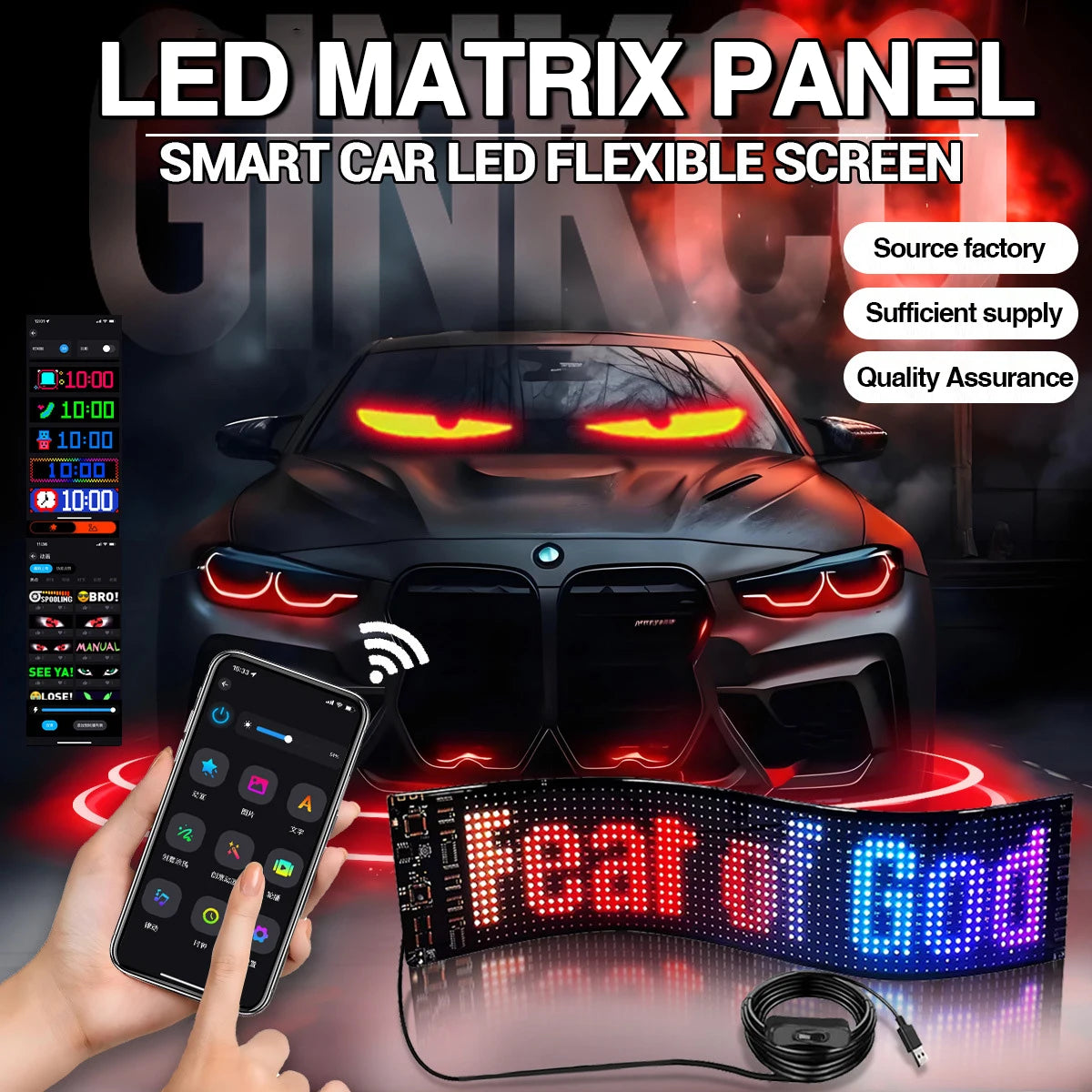 Flexibles LED-Matrix-Panel mit App-Steuerung und USB