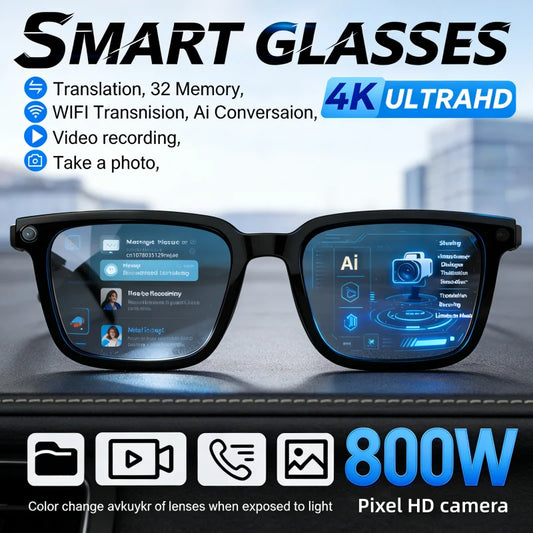KI Smart Brille 2026 – 8MP HD Kamera, 4K Video, Bluetooth, Übersetzung & Musik