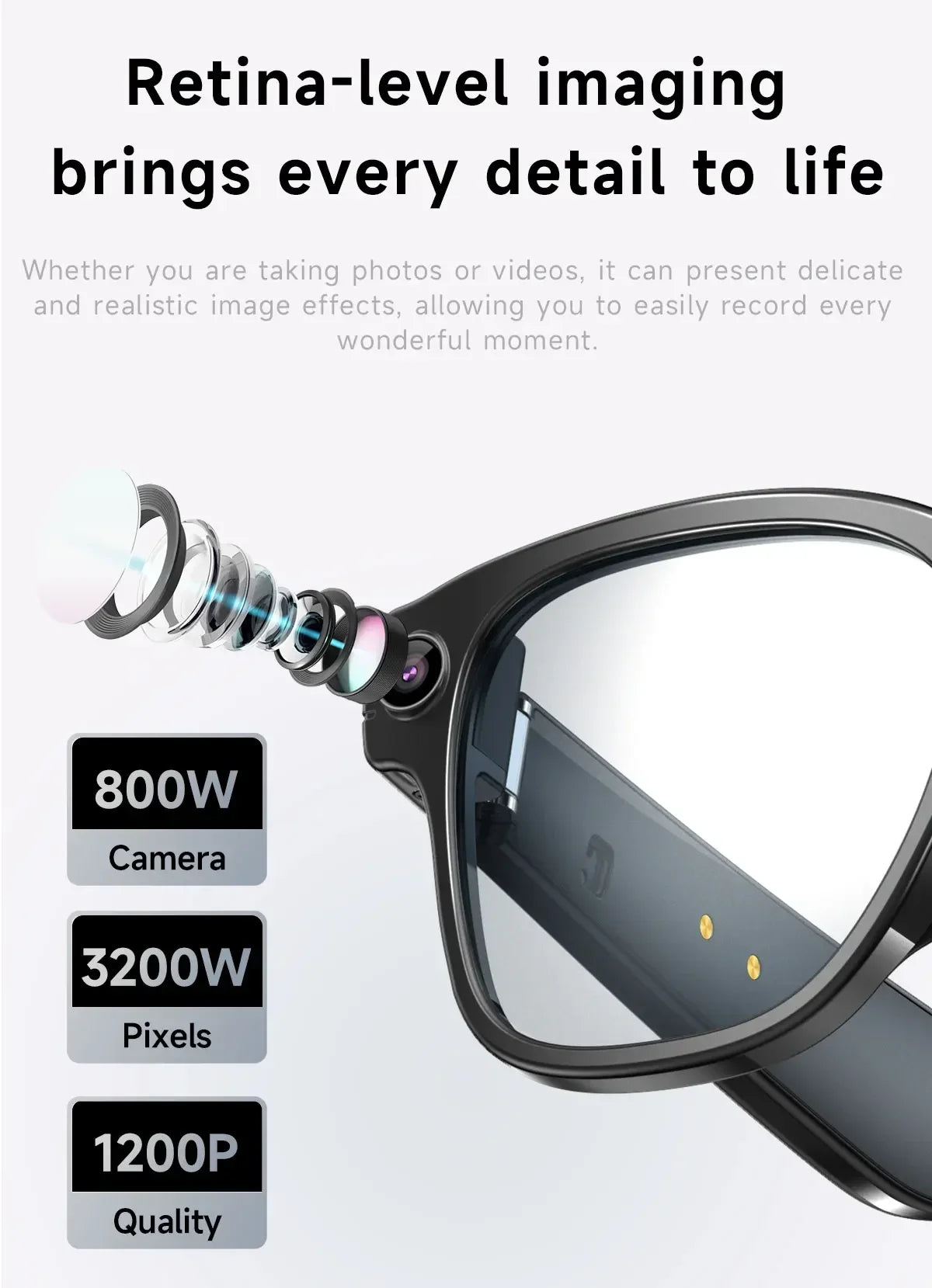 Lenovo Smart-Brille 100MP 8K HD – ChatGPT, 260mAh Akku, Bluetooth & KI-Sprachassistent