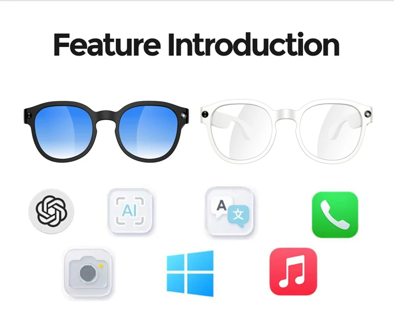 KI Smart Brille 2026 – 8MP HD Kamera, 4K Video, Bluetooth, Übersetzung & Musik