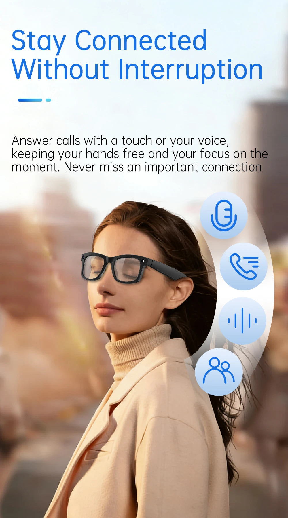 Smart Brille 2026 – Touch-Steuerung, Anti-Blaulicht, HD Foto & Video, Übersetzung & BT