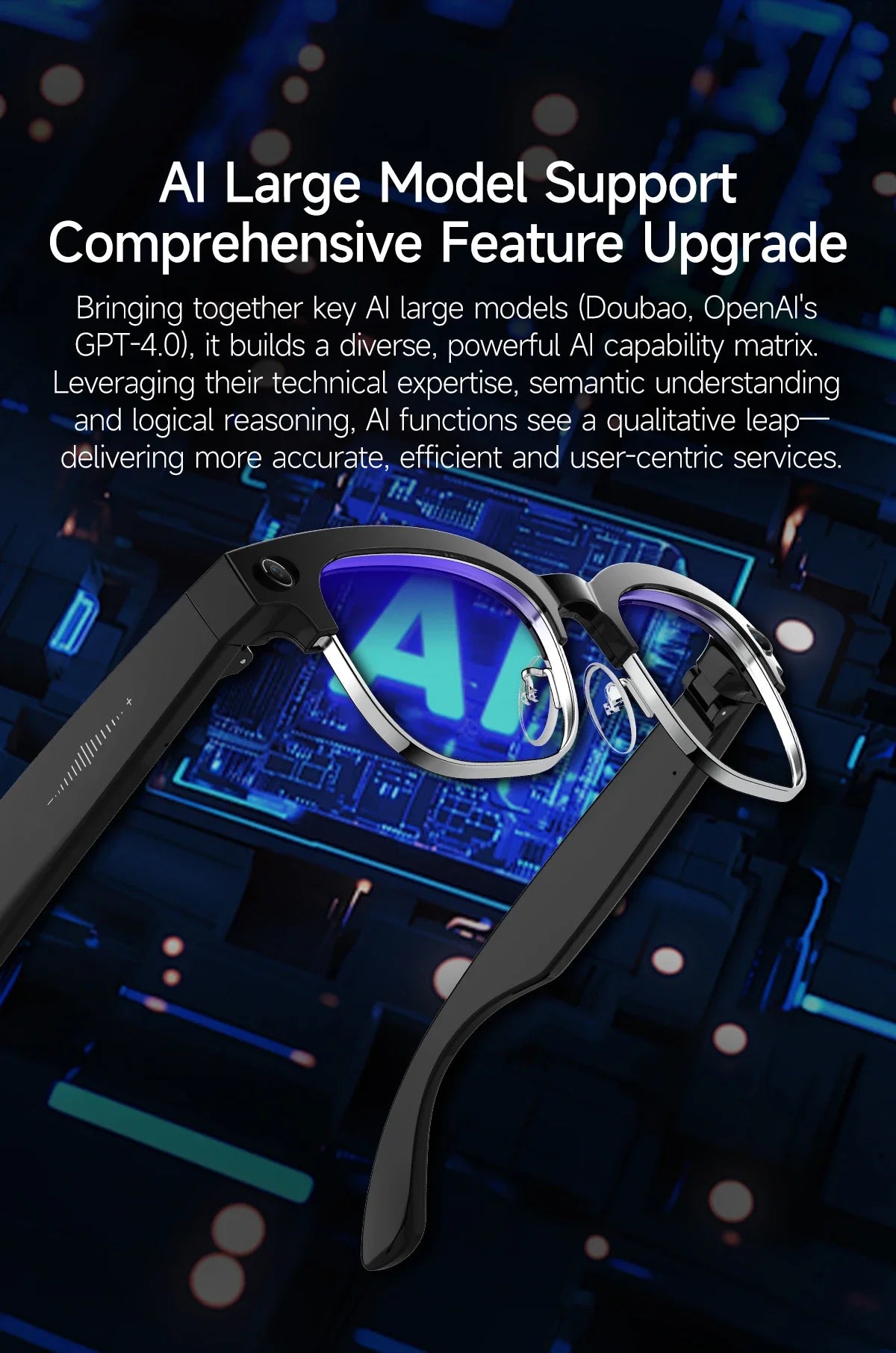 KI Smart Brille – 800W HD Kamera, Objekterkennung, KI-Übersetzung & Foto/Video
