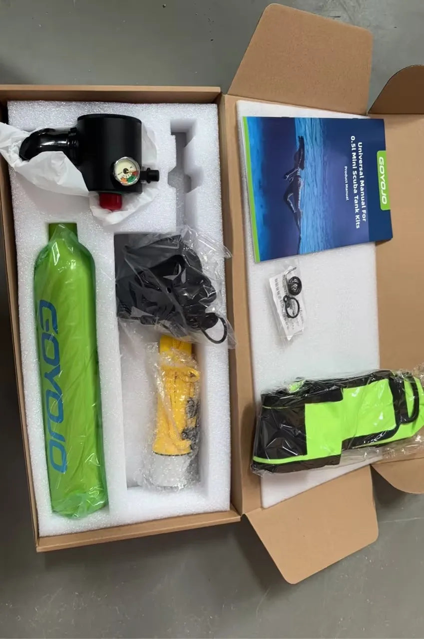 Mini Scuba Tank 0,5L – Tragbare Sauerstoffflasche für Tauchen & Schnorcheln (5-10 Min)