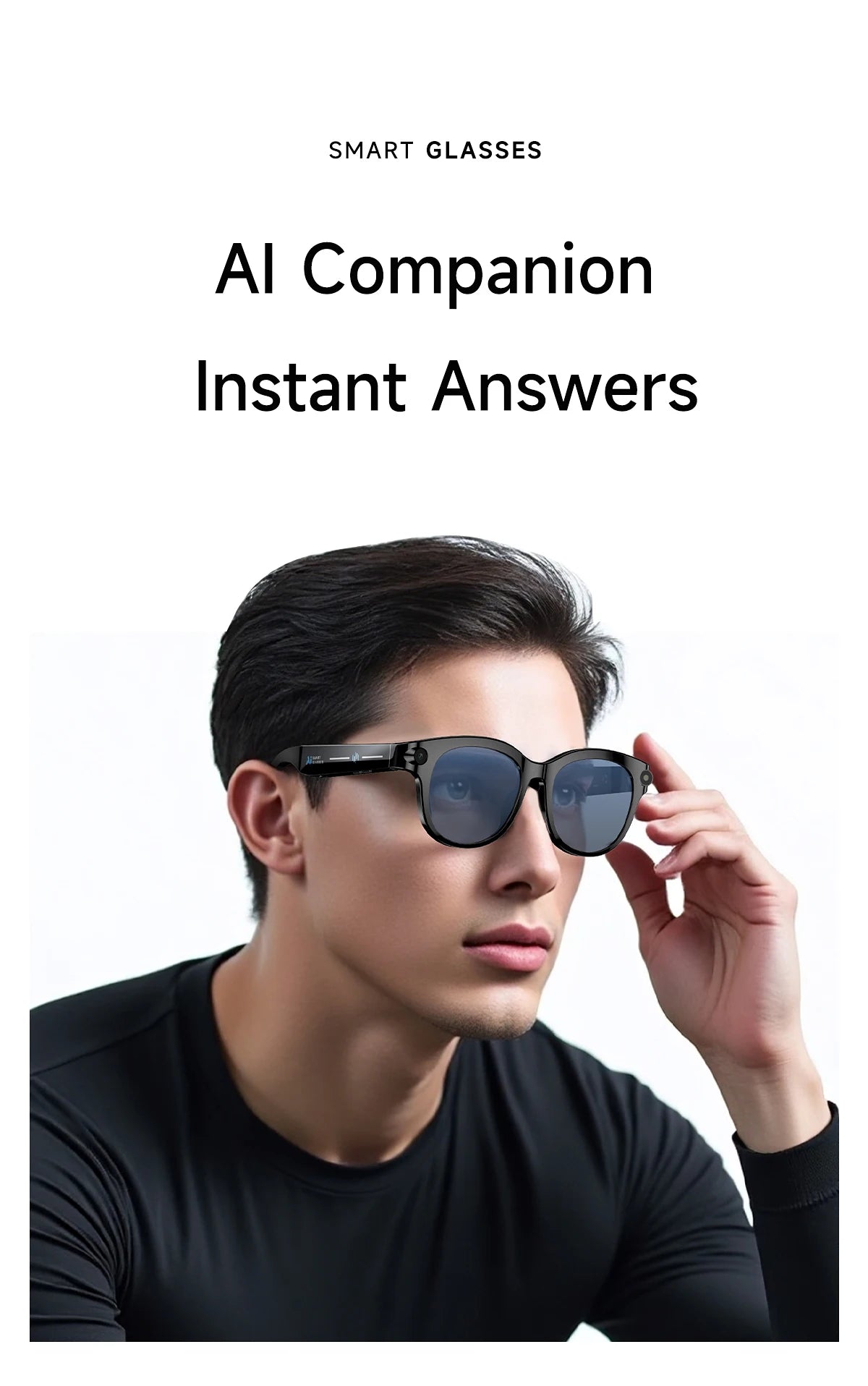 KI Smart Brille – Bilderkennung, KI-Sprachassistent, Musiksteuerung & TYPE-C Schnellladung