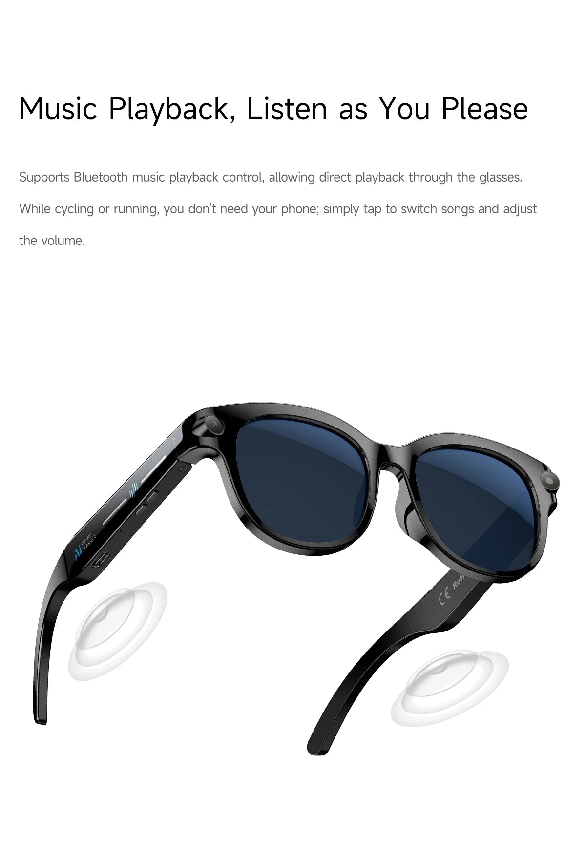 KI Smart Brille – Bilderkennung, KI-Sprachassistent, Musiksteuerung & TYPE-C Schnellladung