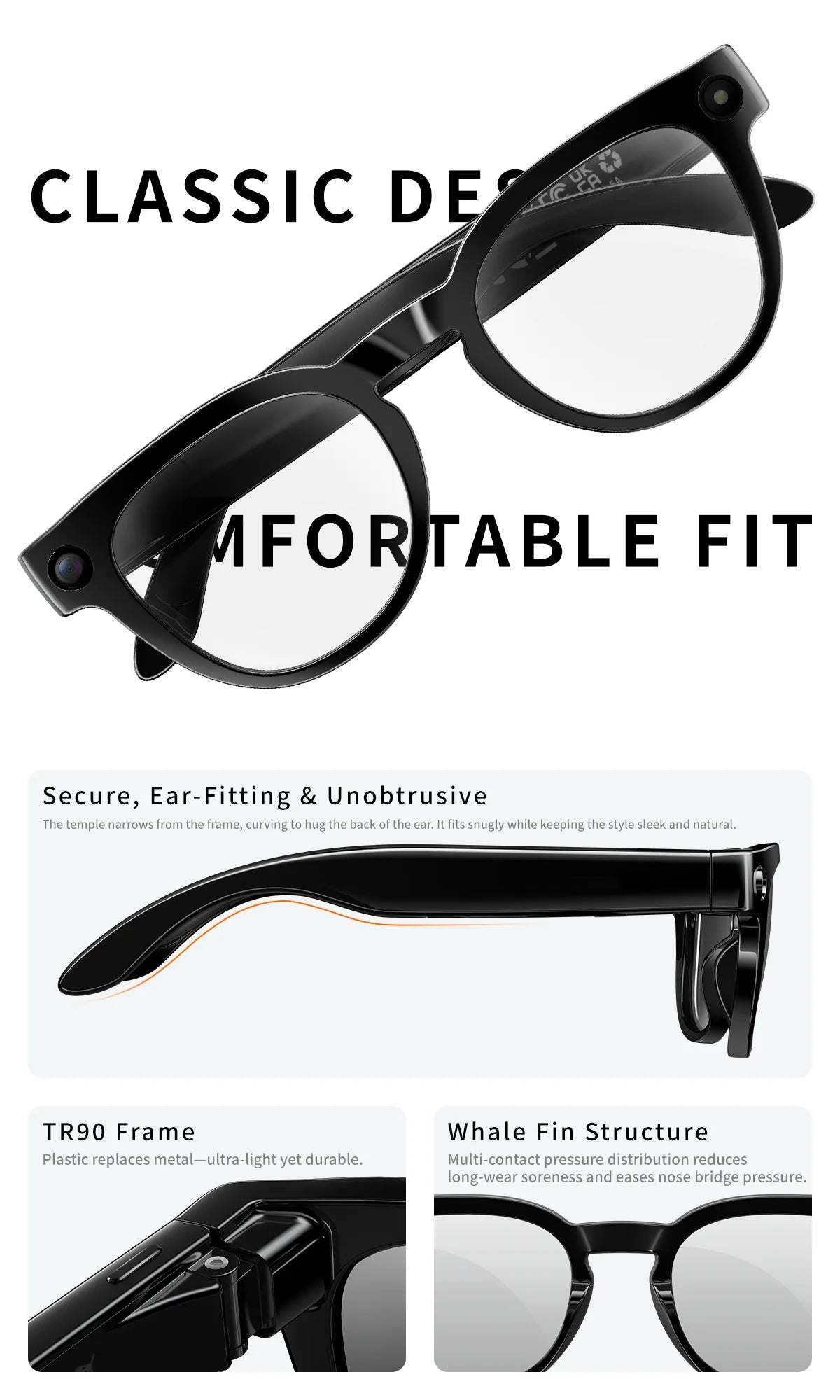 KI Smart Brille 2026 – 800W HD, Bluetooth 5.4, Wasserdicht, Übersetzung & Anti-Blaulicht