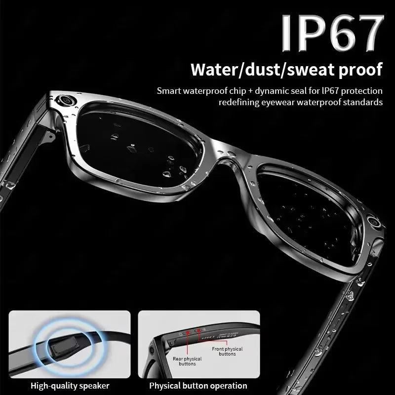 KI Smart Brille IP67 – Bluetooth, Kamera, KI-Übersetzung & Noise Cancelling