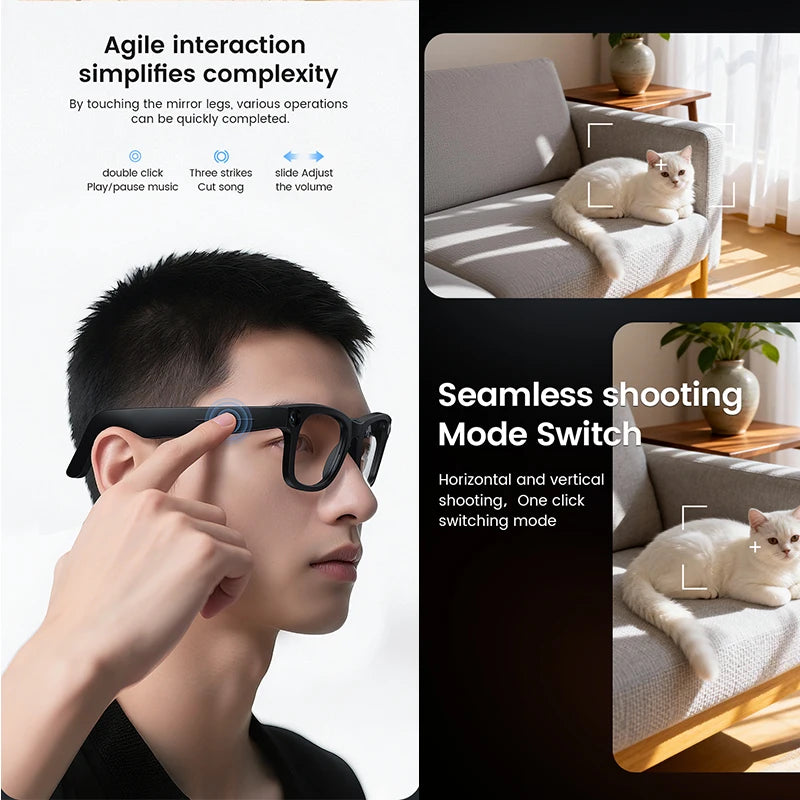 Smart Glasses HD E02 – 8MP Kamera, KI-Übersetzung, WLAN & Bluetooth