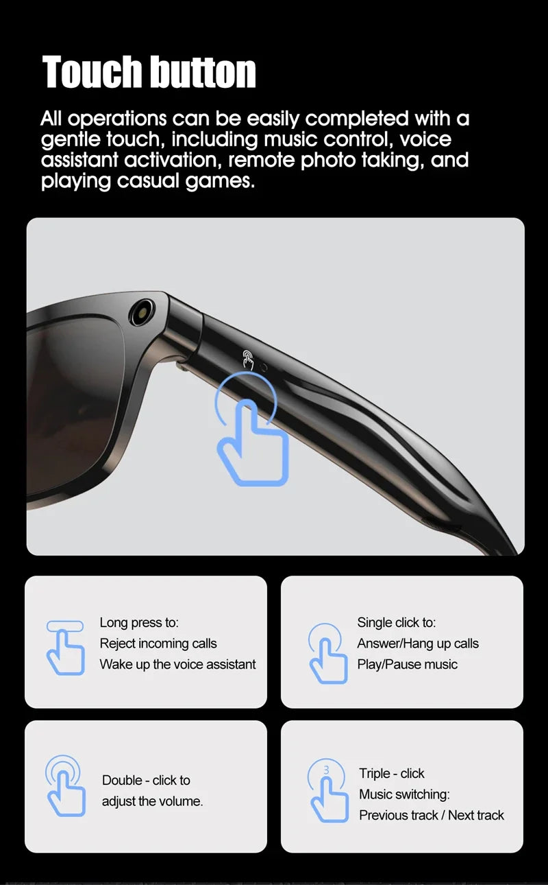 KI Smart Brille 1080P HD – Bluetooth, Farbwechsel-Linsen & Sprachassistent