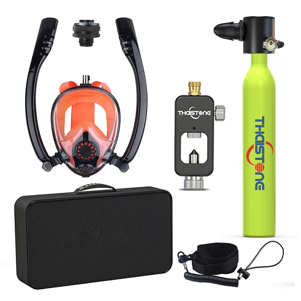 Tauchset mit Vollgesichtsmaske – 0,5 L Mini Scuba Tank & Schnorchelmaske