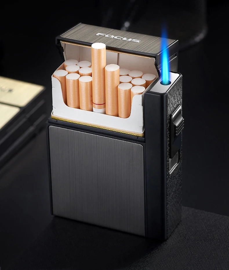Metall-Zigarettenetui für 20 Zigaretten mit Turbo-Gasfeuerzeug – Produktbild 7