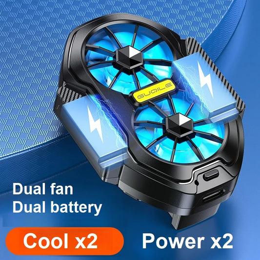 FS01 Dual-Lüfter Handy-Kühler – Wiederaufladbar, Luftkühlung & Gaming-Taste – Frontansicht