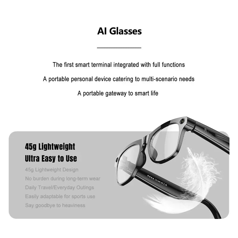 6K AI Kamera Brille – Photochrom, ChatGPT, Übersetzung in 75 Sprachen & Bluetooth